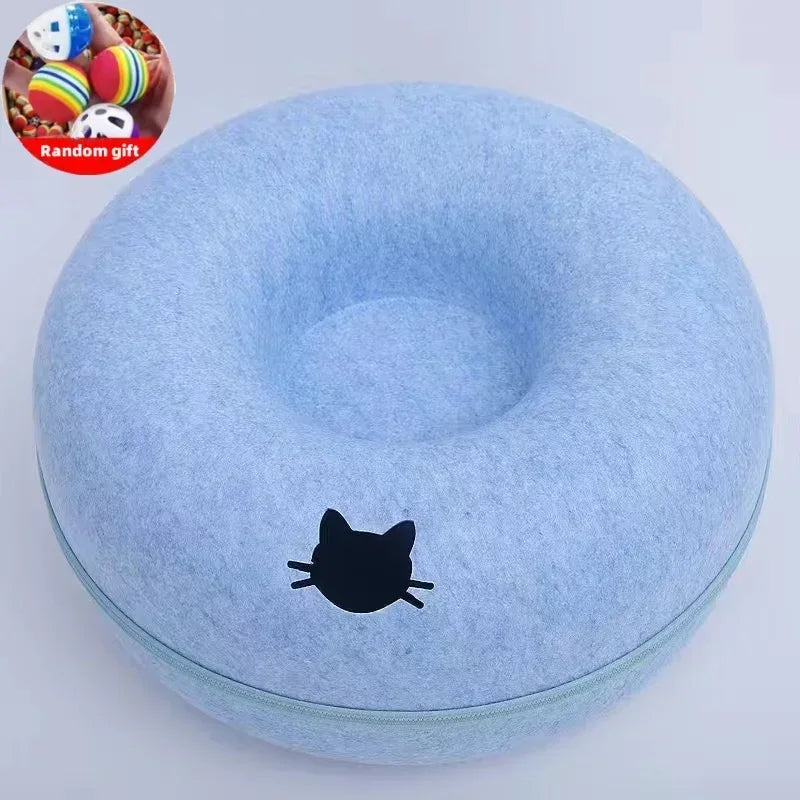 pet donut felt cat nest fun interactive toy tunnel - nivoland