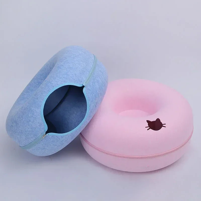 pet donut felt cat nest fun interactive toy tunnel - nivoland