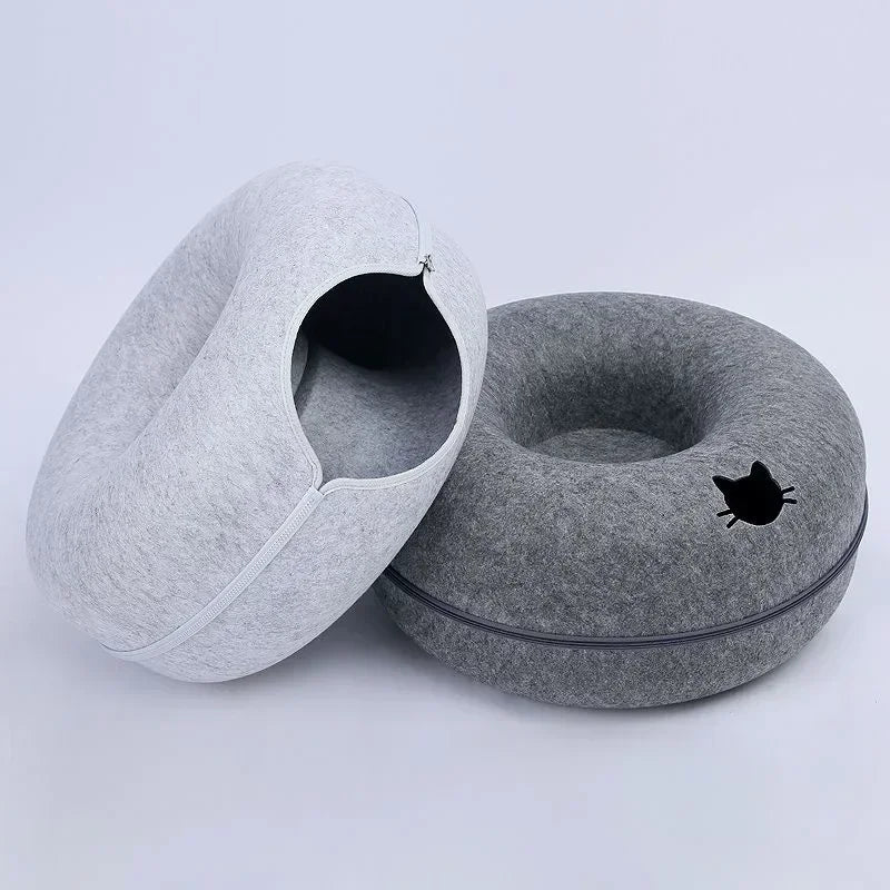 pet donut felt cat nest fun interactive toy tunnel - nivoland