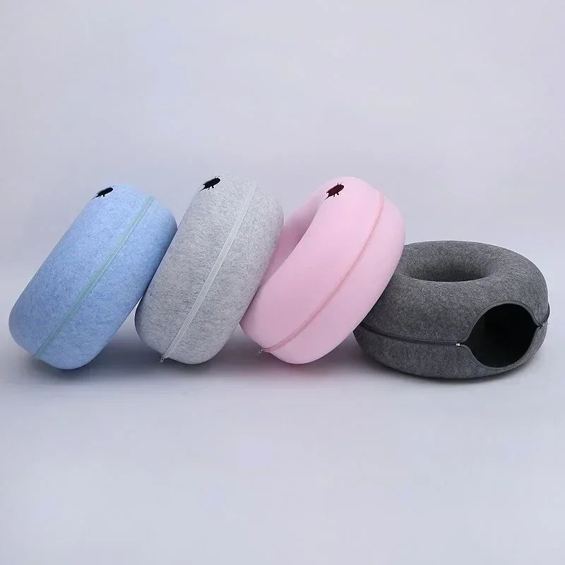 pet donut felt cat nest fun interactive toy tunnel - nivoland