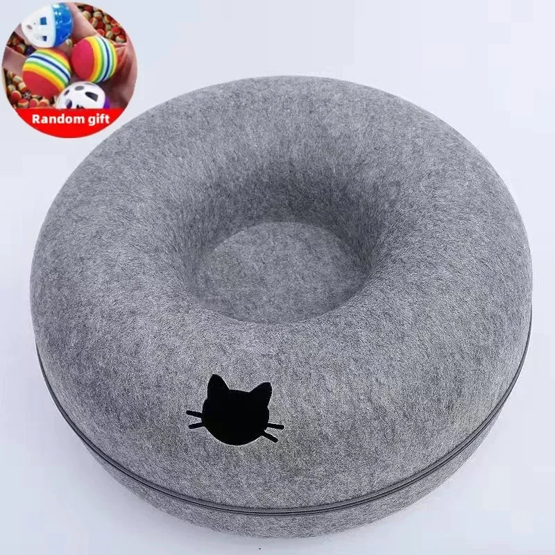 pet donut felt cat nest fun interactive toy tunnel - nivoland