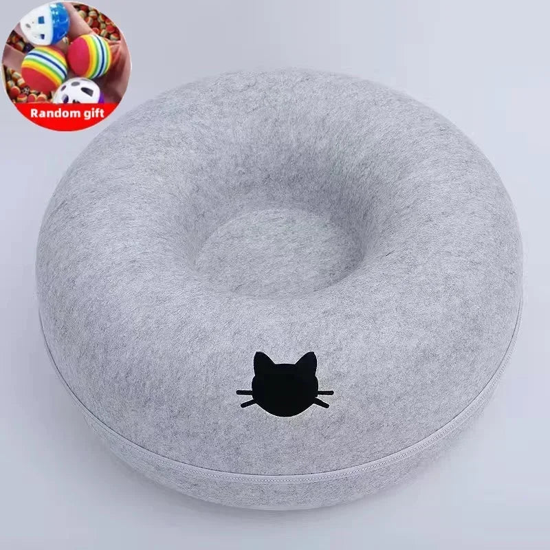 pet donut felt cat nest fun interactive toy tunnel - nivoland